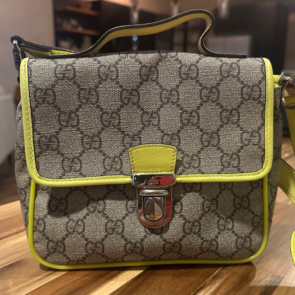 Gucci Brown and Yellow Crossbody Bag with Iconic Design
